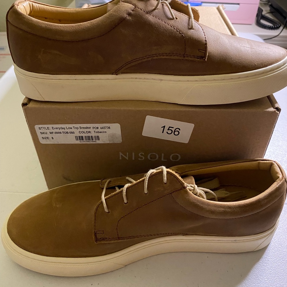 Nisolo Tan Sneakers with Suede Finish and Rubber Sole